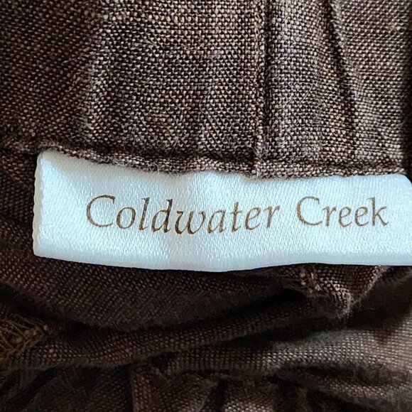 Coldwater Creek Brown 100% Linen Drawstring Baggy Capri - Picture 5 of 7